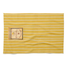 French Provence Yellow Stripes with Text Design