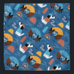 French Pup Bandana<br><div class="desc">An Adorable Blue Dog Bandana Designed With Cartoon Dogs</div>