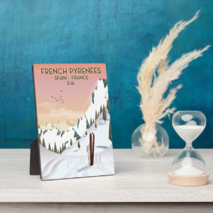 French Pyrénées Ski poster Plaque