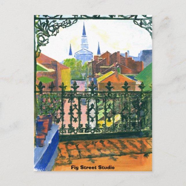 French Quarter Balcony, Fig Street Studio Postcard (Front)