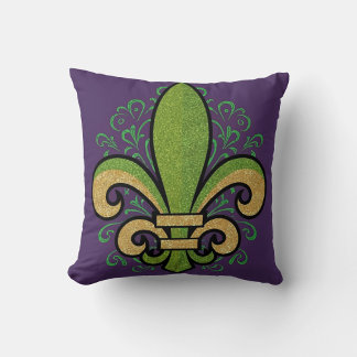 French Quarter fleur-de-lis Mardi Gras purple Throw Pillow
