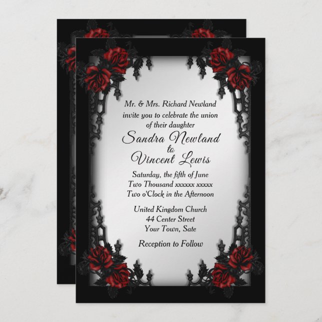 French Quarter Goth Wedding Invitation  (Front/Back)