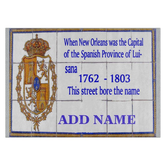 French Quarter Street Tile Mural, add name Cutting Board (Front)