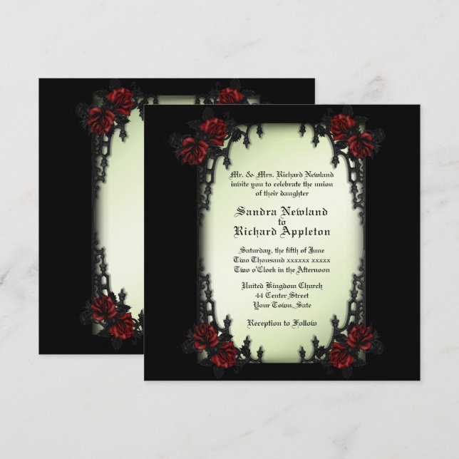 French Quarter Victorian / Goth Theme Wedding  Inv Invitation (Front/Back)