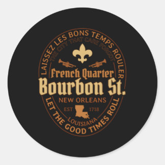 French Quer Bourbon St New Orleans Classic Round Sticker