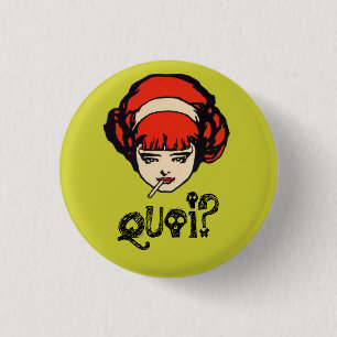 French Quoi Smoking Punk Retro Green 1 Inch Round Button