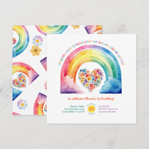 French Rainbow Girl Anniversaire Fête Invitation