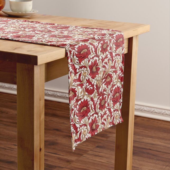 French Red Farmhouse Chic: Distressed Splendour Long Table Runner (In Situ)
