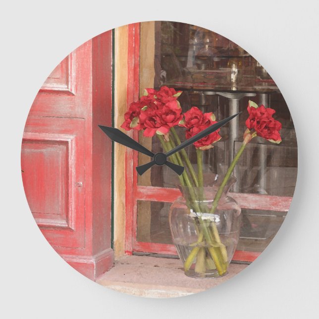 French Red Flower Large Clock (Front)