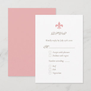 French Regency Pink Fleur de Lis Chic RSVP Card