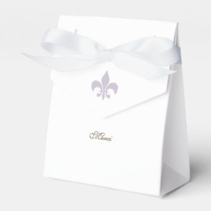 French Regency Purple Fleur de Lis Merci Wedding Favor Box