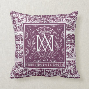 French Renaissance Phoenix Monogram MA Throw Pillow