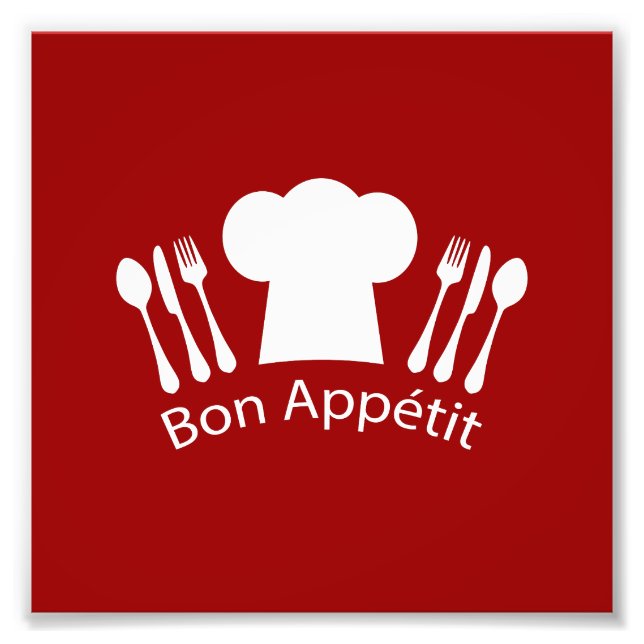 French Restaurant Chefs Hat and Silverware Photo Print (Front)