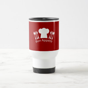 French Restaurant Chefs Hat and Silverware Travel Mug