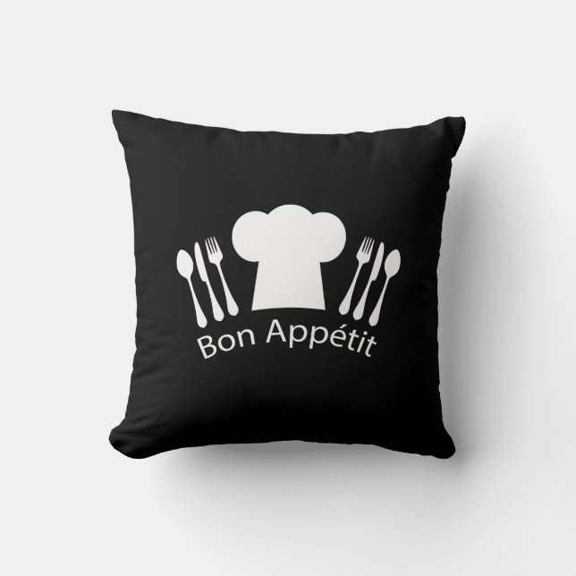 French Restaurant Chefs Hat for Gourmet Throw Pillow (Front)