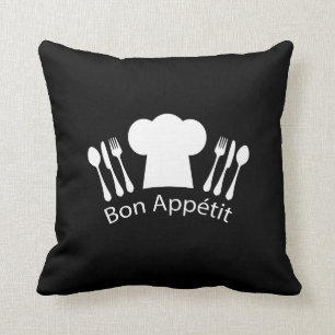 French Restaurant Chefs Hat for Gourmet Throw Pillow