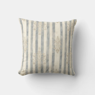 French Retro Damask Stripe Throw Pillow