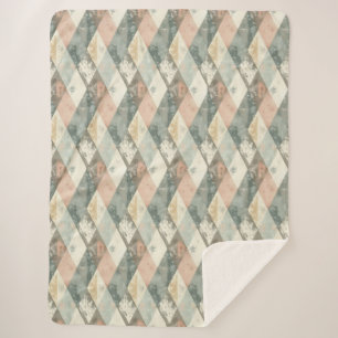 French Retro Harlequin Sherpa Blanket
