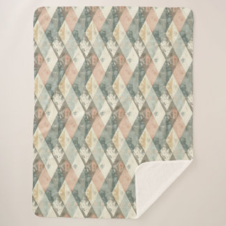 French Retro Harlequin Sherpa Blanket