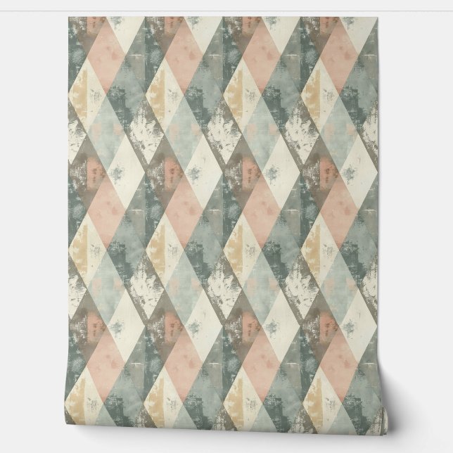 French Retro Harlequin Wallpaper (Unrolling)