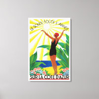 French Riviera Cote D'Azur Vintage Travel Poster
