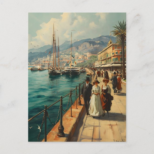 French Riviera Promenade: Vintage Postcard (Front)