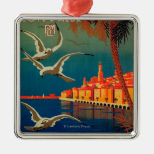 French Riviera Travel Poster # 1 Metal Ornament