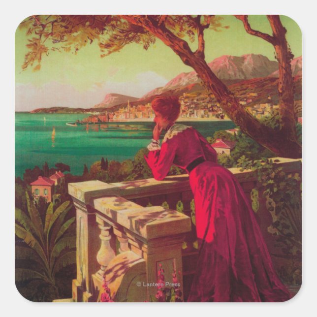 French Riviera Travel Poster # 2 Square Sticker (Front)