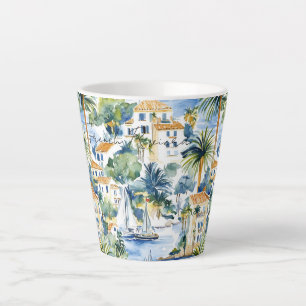 French Riviera Tropical Palm Trees Latte Mug