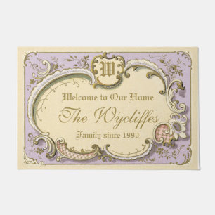 French Rococo Boudoir Elegant Frame Gold Lilac Doormat