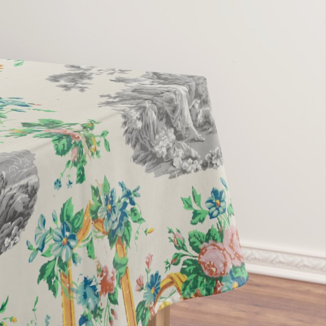 French Rococo François Boucher Vignette Pattern Tablecloth (In Situ)