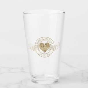 French Romance Heart Wedding Gold ID870 Glass
