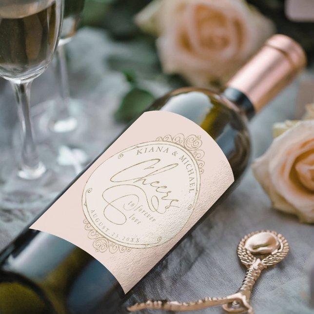 French Romance Wedding Cheers to Love ID870 Wine Label (Creator Uploaded)