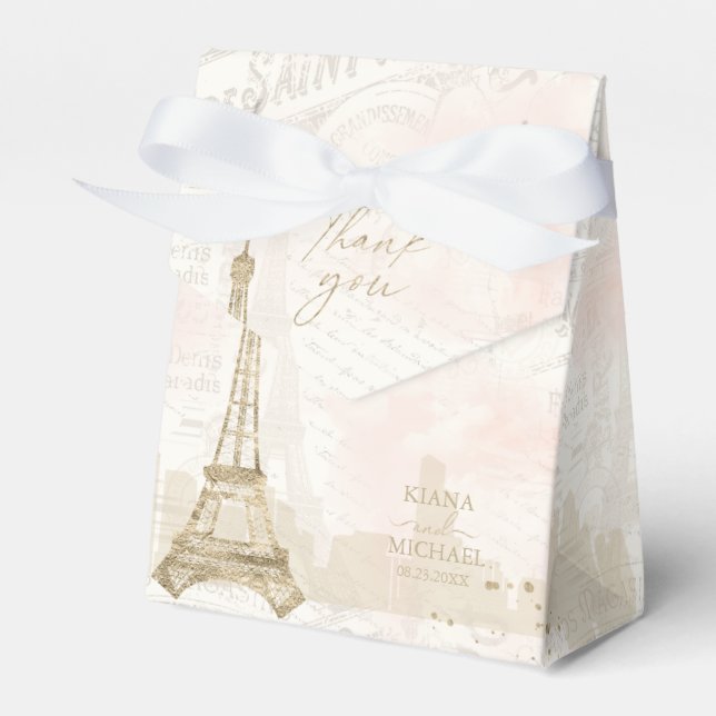 French Romance Wedding Thank You Blush ID870 Favor Box (Front Side)