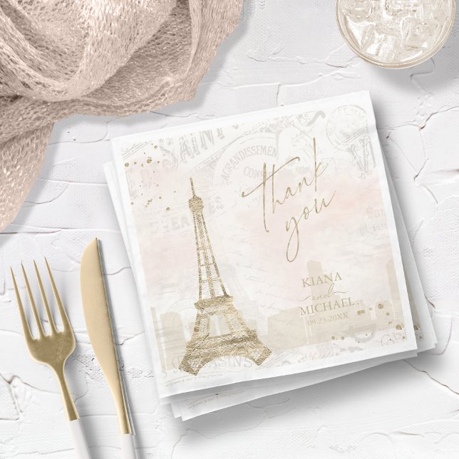 French Romance Wedding Thank You Blush ID870 Napkin (Creator Uploaded)