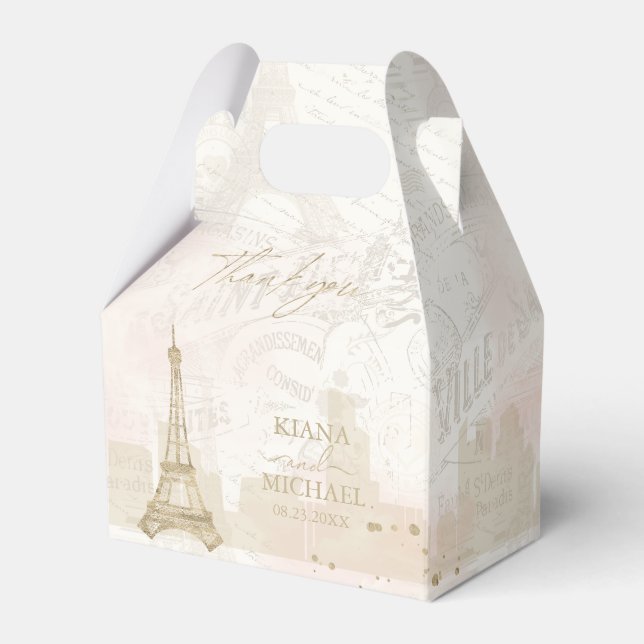 French Romance Wedding Thank You V2 Blush ID870 Favor Box (Front Side)