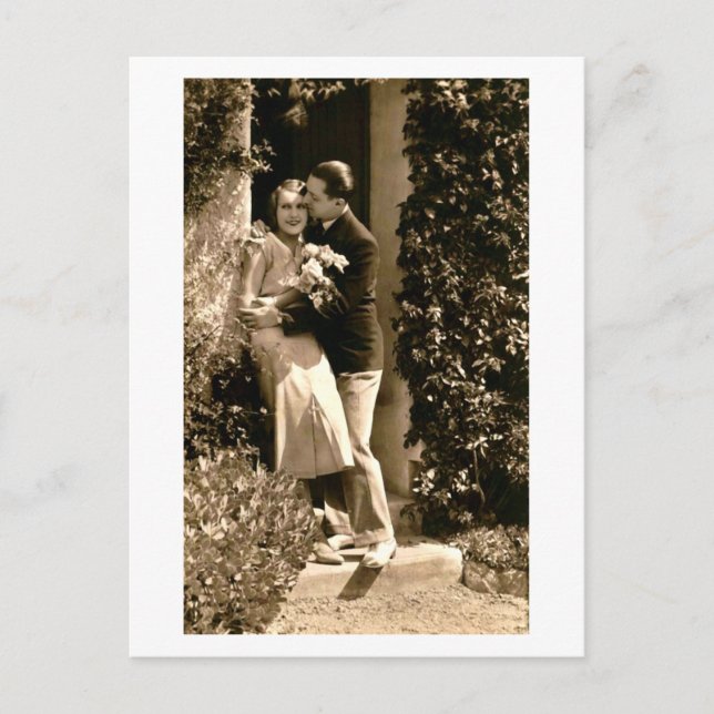 French Romantic Love Kiss Vintage Postcard (Front)