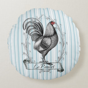 French Rooster Le Poulet Round Pillow