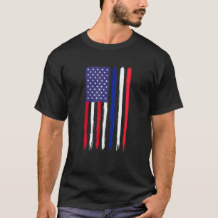 French Roots Half American Flag Patriotic French T-Shirt