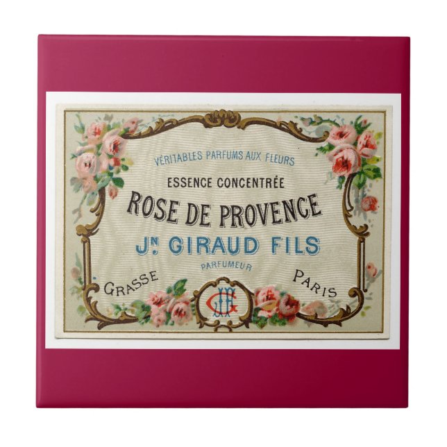 French Rose Parfum Label Tile (Front)