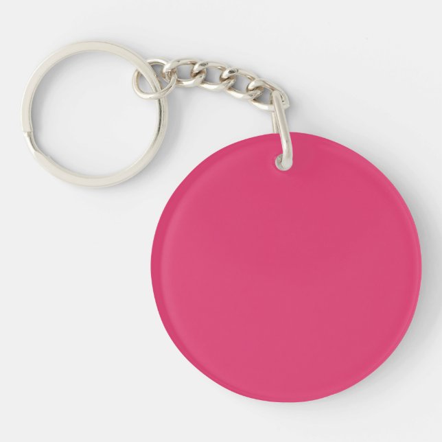 French Rose Pink Personalized Colour Background Keychain (Front)