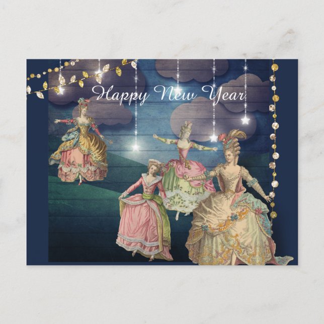 French Royals Dancing Under the Twinkling Lights Holiday Postcard (Front)