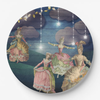 French Royals Dancing Under the Twinkling Lights Paper Plate