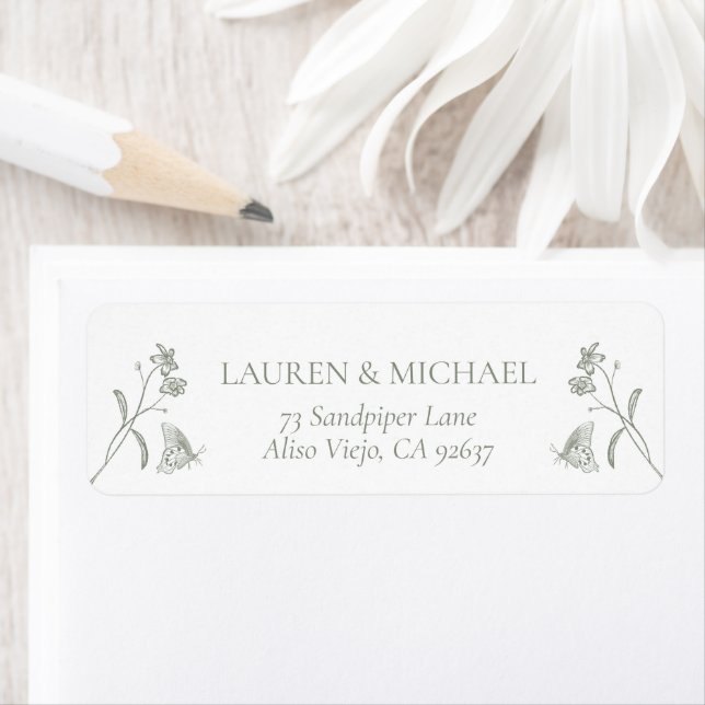 French Sage Green Victorian Shower Return Address (Insitu)