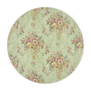 French Sage Green Victorian Style Floral Rococo Cutting Board