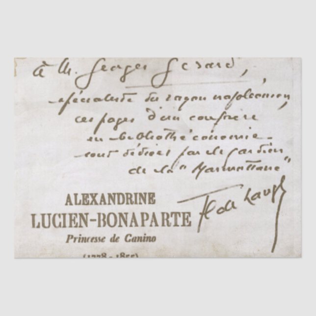 French Script Decoupage Handwritten Note Bonaparte Tissue Paper (Front)