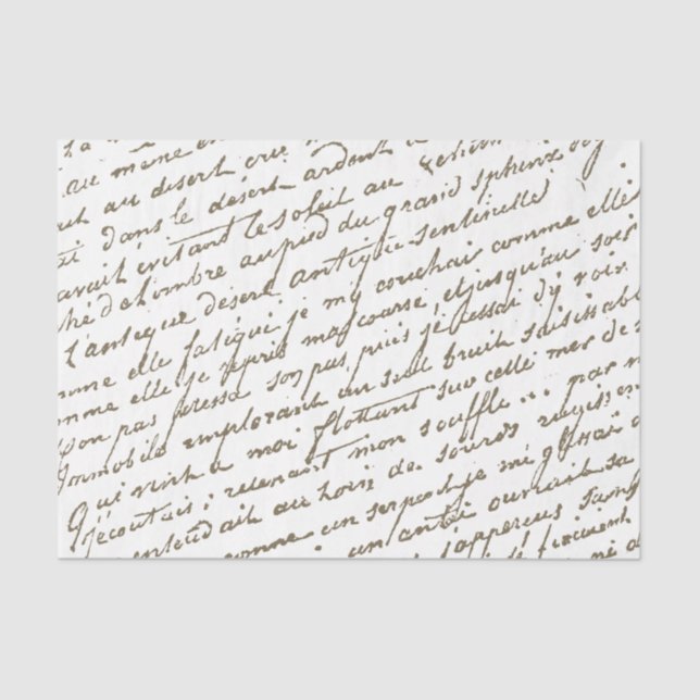 French Script Gold Vintage Letter Diagonal Tissue Paper (Front)