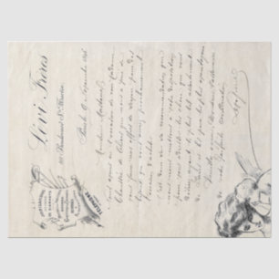 French Script Vintage Jewellery Invoice Angel  Tissue Paper