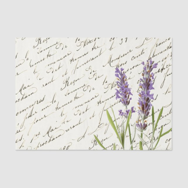 French Script Vintage Lavender Tissue Paper (Front)