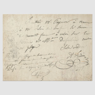 French Script Vintage Stamped Text Decoupage Tissue Paper